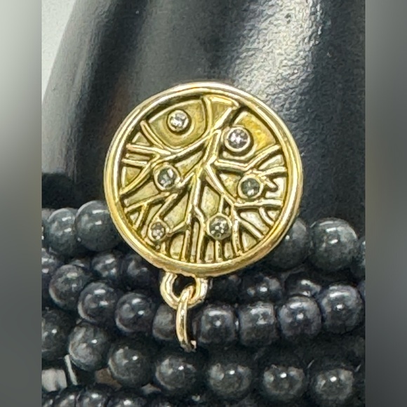 Set of 6 Stretch Black and Grey Beaded Bracelets with Tree Of Life Charm - Picture 6 of 13